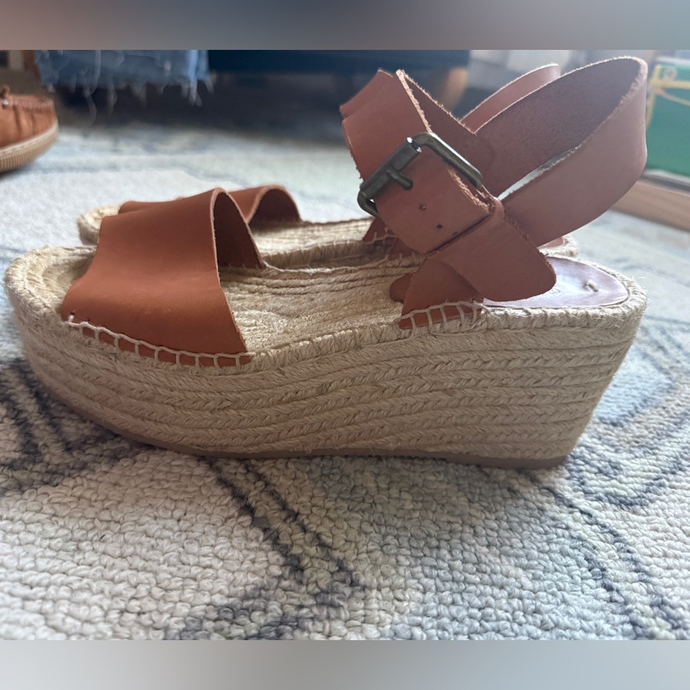 Soludos Brown Leather Espadrille Platform Sandals-9